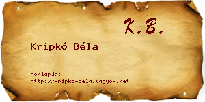 Kripkó Béla névjegykártya